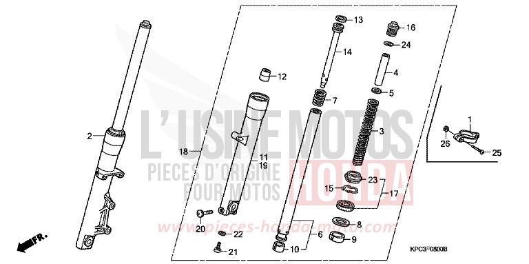 GABEL, VORNE von Varadero 125 CHEVALIER SILVER METALLIC (NHA83) von 2008